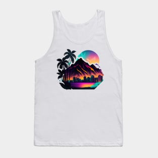 Hawaii Island Neon Cityscape Honolulu Waikiki Tank Top